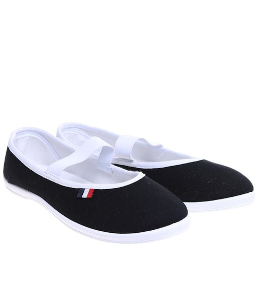 Czarne wsuwane balerinki tenisówki czeszki /G1-1 16024 T295/