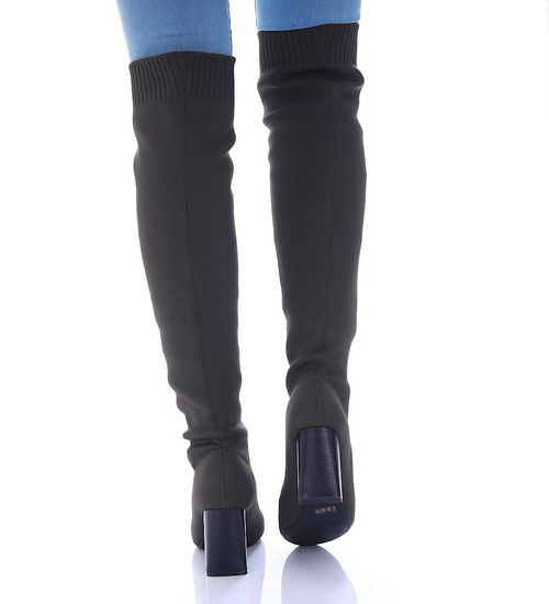 Zielone kozaki muszkieterki na obcasie /D7-3 17157 G381/