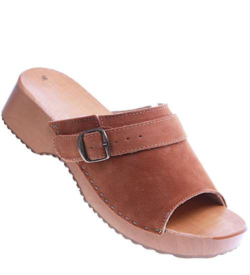 Brązowe drewniaki chodaki trepy klapki /G11-1 12401 S433/