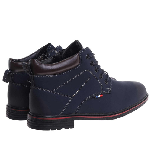 Wysokie zimowe botki męskie Granatowe /D4-1 18457 T389/