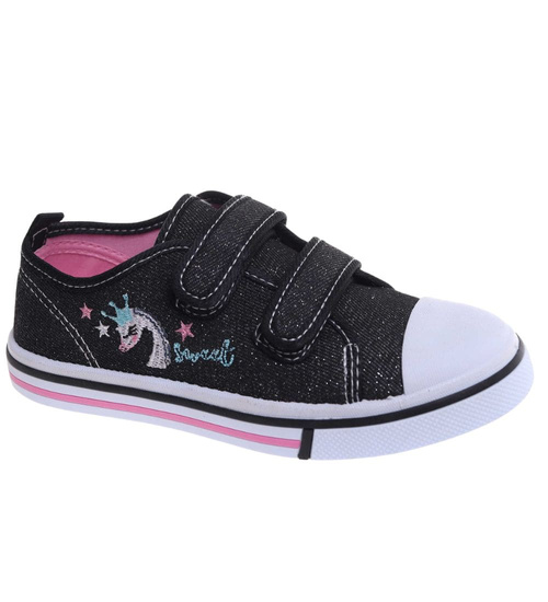 Czarne dziewczęce trampki na rzepy /E10-2 18112 200/