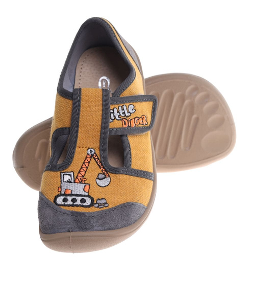 Żółte chłopięce tenisówki na rzep ost473