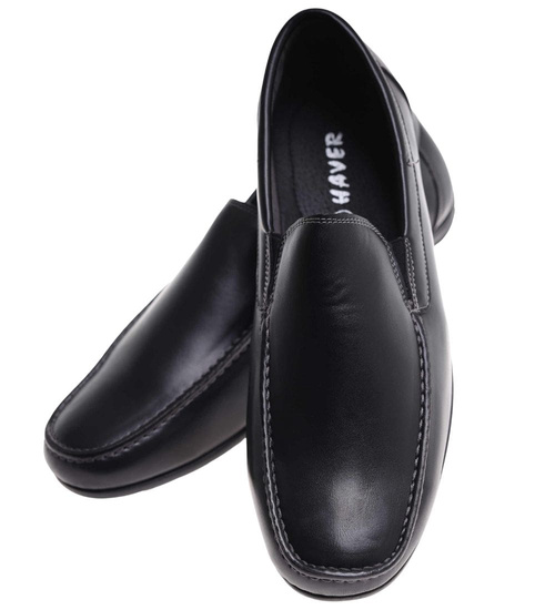 Czarne wsuwane półbuty mokasyny /F3-3 18026 T383/