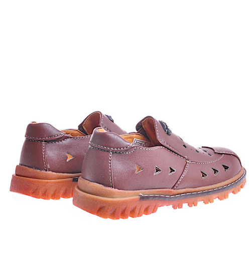 Wygodne półbuty chłopięce na rzepy Brązowe /D5-2 11788 T192/