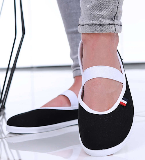 Czarne wsuwane balerinki tenisówki czeszki /G1-1 16024 T295/