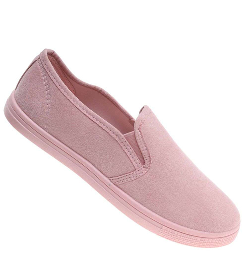 Wsuwane tenisówki z tkaniny pastelowe Pudrowy róż /F2-2 18764 T1/