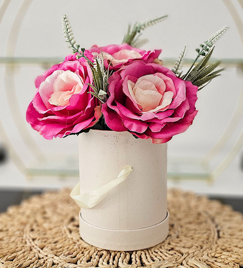 Flower box- różowe róże na prezent /FL49 M212/