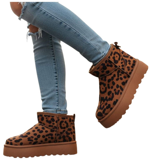 Krótkie kozaki śniegowce eskimoski Leopard /G9-3 18535 G284/