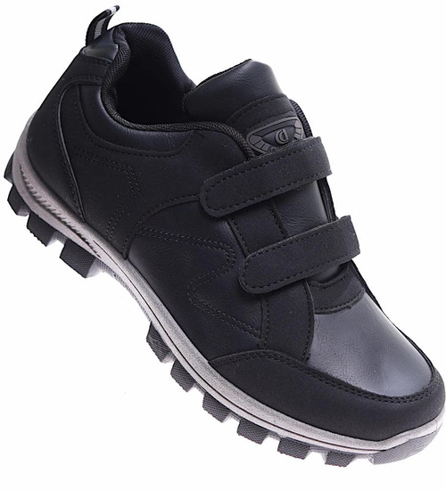 Czarne męskie buty trekkingowe na rzepy /B6-3 16981 T388/