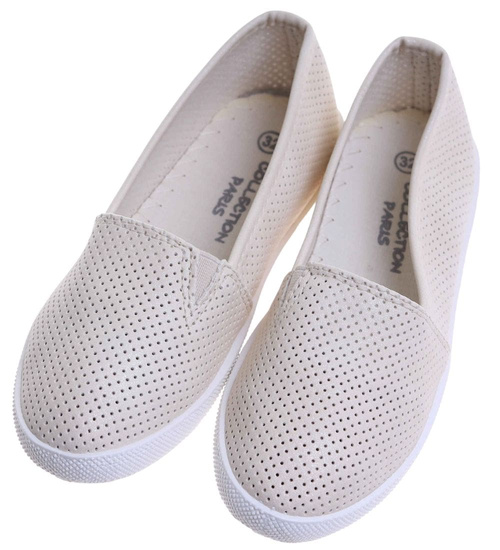 Beżowe ażurowe baleriny dziewczęce /E8-2 17631 121/