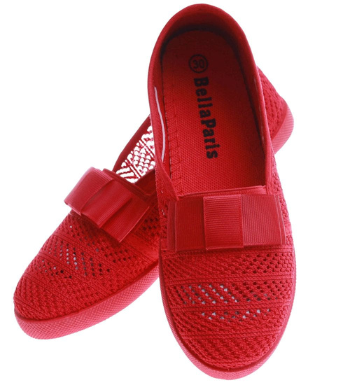 Ażurowe dziewczęce tenisówki Czerwone /B1-2 13656 T8/