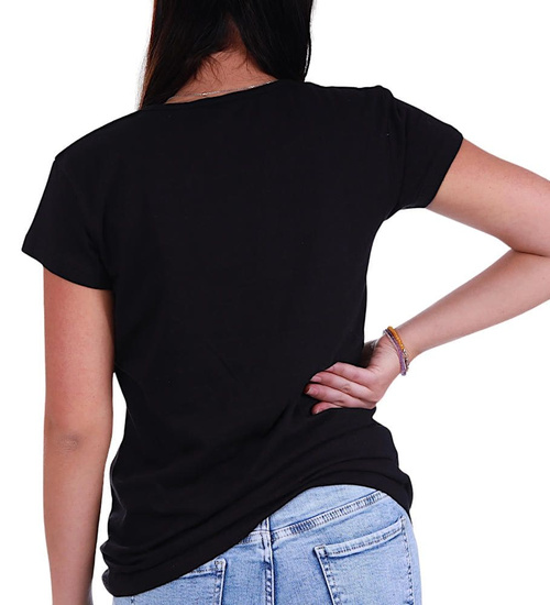 Czarna bawełniana koszulka t-shirt z dziewczynami /H2 K23 ub793 S191/