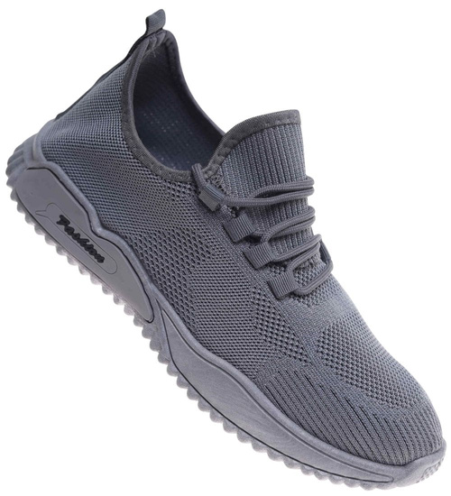 Szare wzuwane męskie buty sportowe /B4-1 18019 T288/