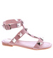 Różowe płaskie sandały damskie z piramidkami /A10-3 13551 T191/