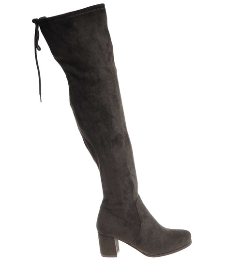 Oliwkowe wysokie kozaki muszkieterki /G1-2 18447 T387/