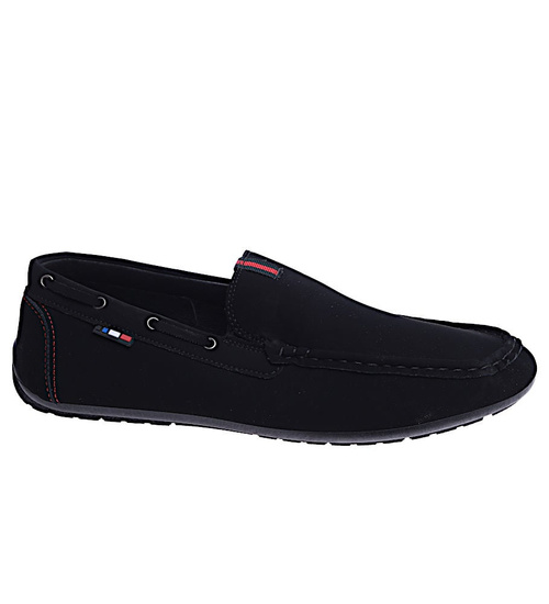 Męskie półbuty mokasyny Czarne /E3-2  14743 S494/