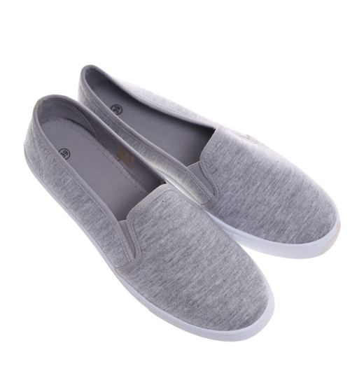 Szare wsuwane tenisówki damskie z tkaniny ost503