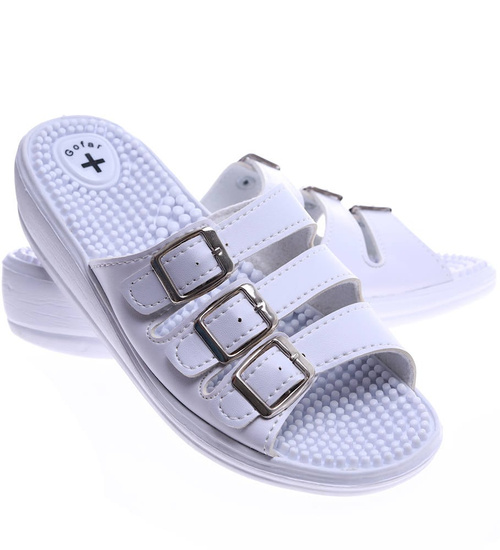 Białe zdrowotne damskie klapki z kolcami Fakirki /D8-1 14357 T157/