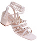 Beżowe sandały na grubym obcasie Lace up /G1-3 16178 G132/