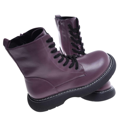 Fioletowe botki trapery na platformie /G12-3 18082 T235/