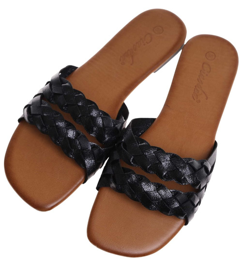 Czarne płaskie klapki damskie /B2-2 16173 T182/