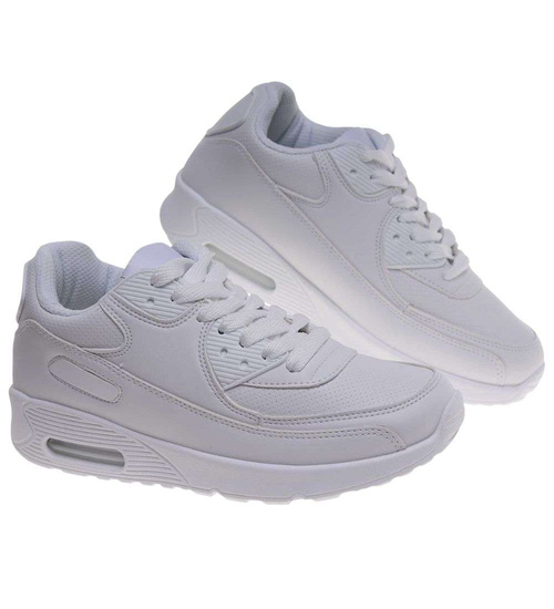 Sznurowane białe buty sportowe damskie /F9-3 18663 T4/