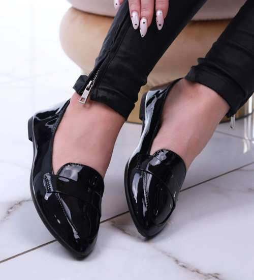 Czarne baleriny damskie lakierowane /C1-2 13415 T191/ Czarne baleriny damskie lakierowane /C1-2 13415 T191/