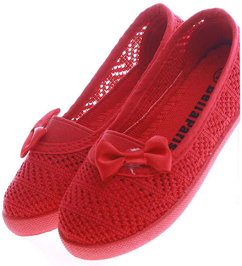 Koronkowe dziewczęce teniskówki Czerwone /G8-2  13350 T8/