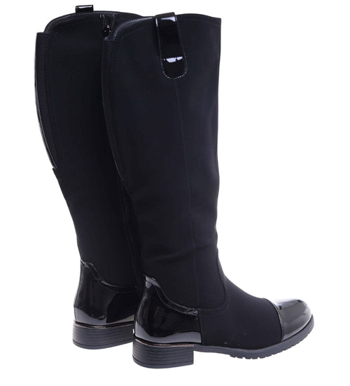 Eleganckie czarne kozaki damskie /C1-2 18297 T5/