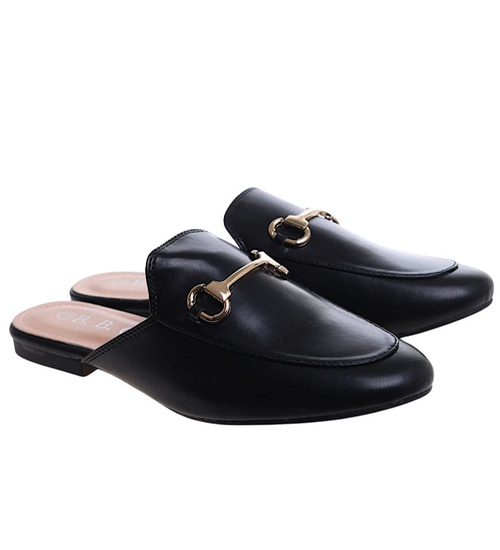 Letnie czarne klapki płaskie /B5-2 14173 T138/