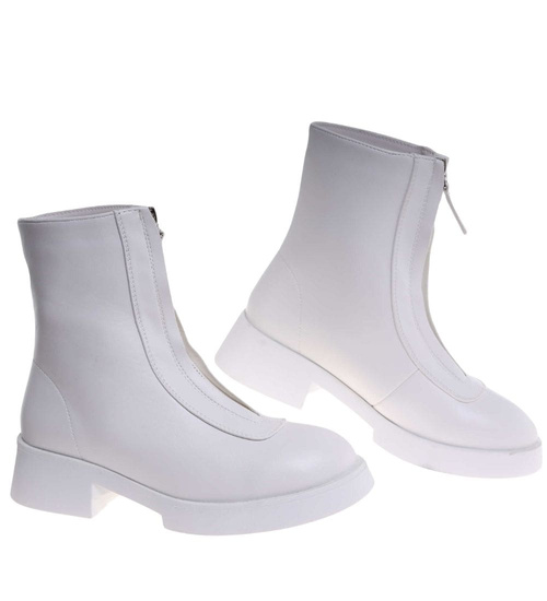 Białe botki damskie z suwakiem /B4-3 18603 T008/