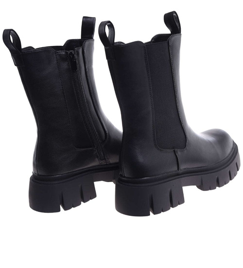 Ocieplane czarne botki na platformie /H2 J5-2 18377 T386/