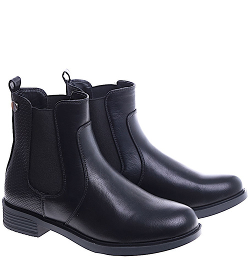 Czarne damskie botki sztyblety /G8-2 14914 S630/