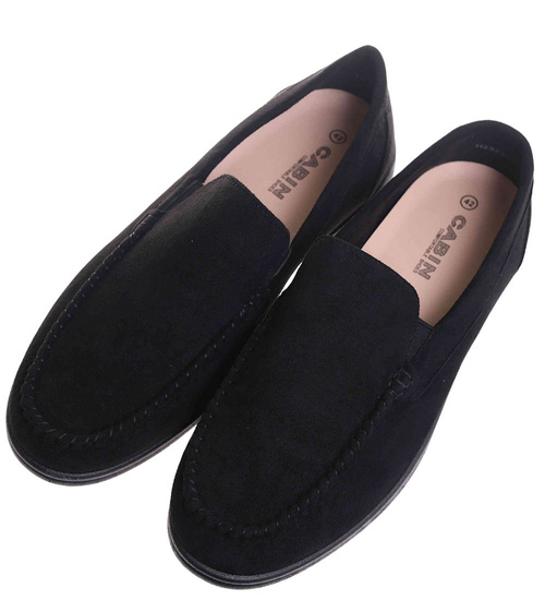 Buty męskie wsuwane czarne mokasyny /G2-1 17826 T288/