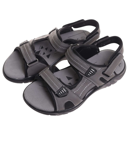 Szare chłopięce sandały na rzepy /F6-3 17920 T459/