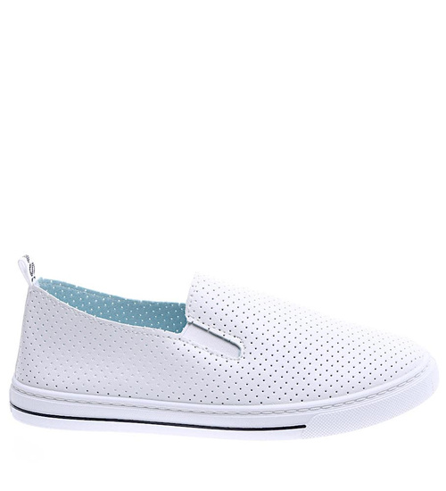 Wsuwane ażurowe białe tenisówki damskie /A1-2 15530 T288/