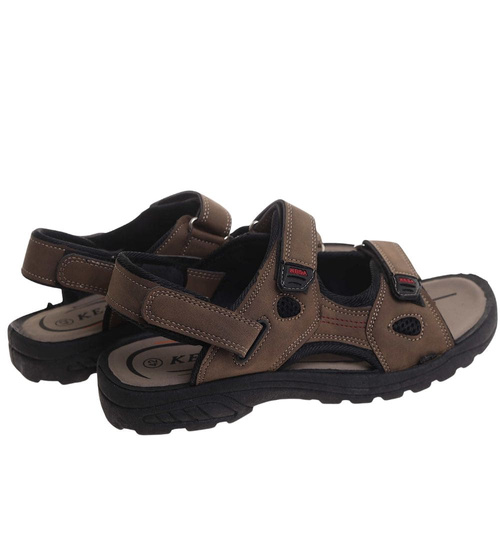 Męskie brązowe sandały klapki na rzepy /D4-3 17897 T284/