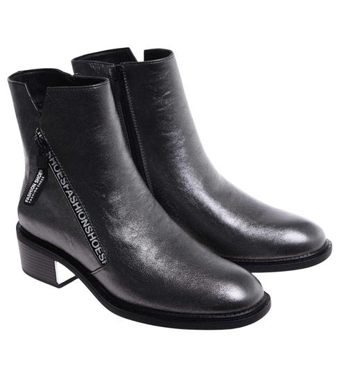 Metaliczne botki z wysoką cholewką /A5-2 18078 T333/