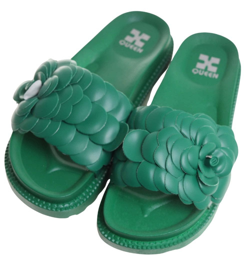 Plażowe zielone klapki damskie /G7-2 17884 S098/