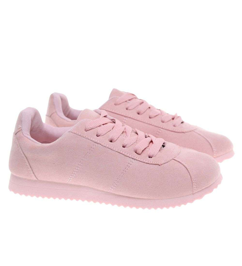 Sznurowane damskie buty sportowe Różowe /F5-3 18650 T102 +H2/