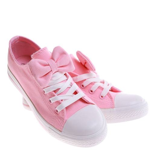 Różowe dziewczęce trampki z kokardą /B7-2 16784 T13-5/