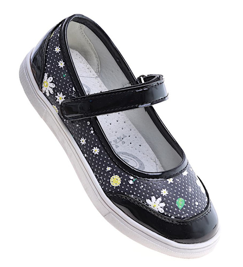 Czarne dziewczęce baleriny z  paseczkiem /A6-2 14942 S089/