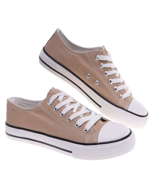 Klasyczne trampki damskie z niską cholewką khaki /G1-2 18673  G185/