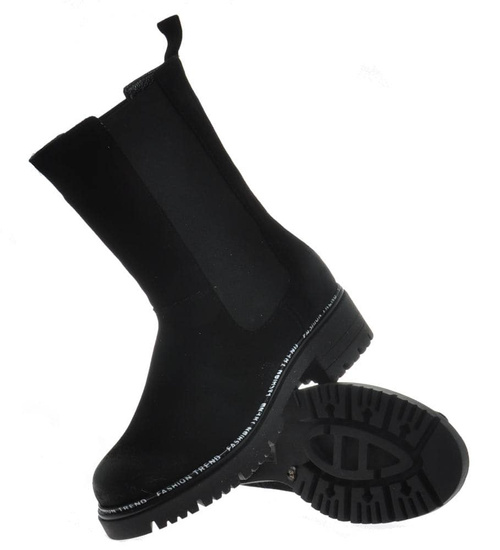 Kozaki damskie z krótką cholewką Czarne /E6-1 9990 S199/