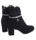 Zimowe czarne botki damskie na obcasie /G12-1 18545 W4/