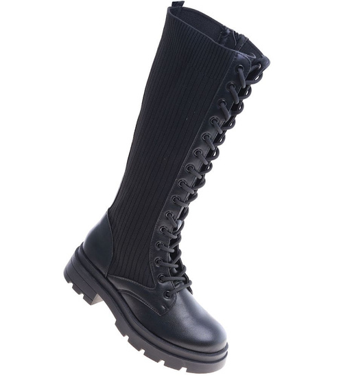 Czarne wysokie trapery glany /C5-2 14960 T6/