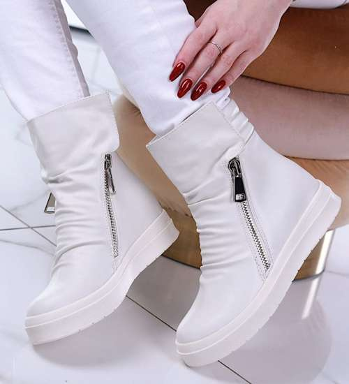 Białe trampki sneakersy na niskim koturnie /C3-2 13325 T194/ Białe trampki sneakersy na niskim koturnie /C3-2 13325 T194/