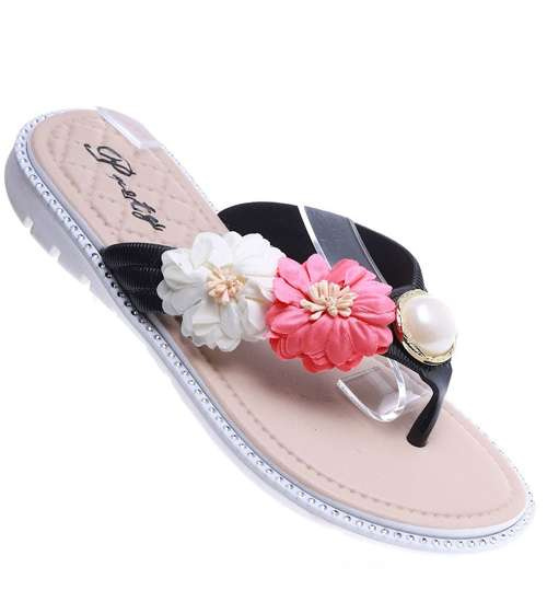 Plażowe czarne klapki japonki /D5-1 14441 T097/ Plażowe czarne klapki japonki /D5-1 14441 T097/