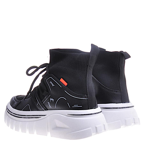 Damskie botki na platformie Czarne /A10-2 10750 T346/