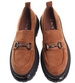 Karmelowe półbuty loafersy na platformie /G6-2 18486 T200/